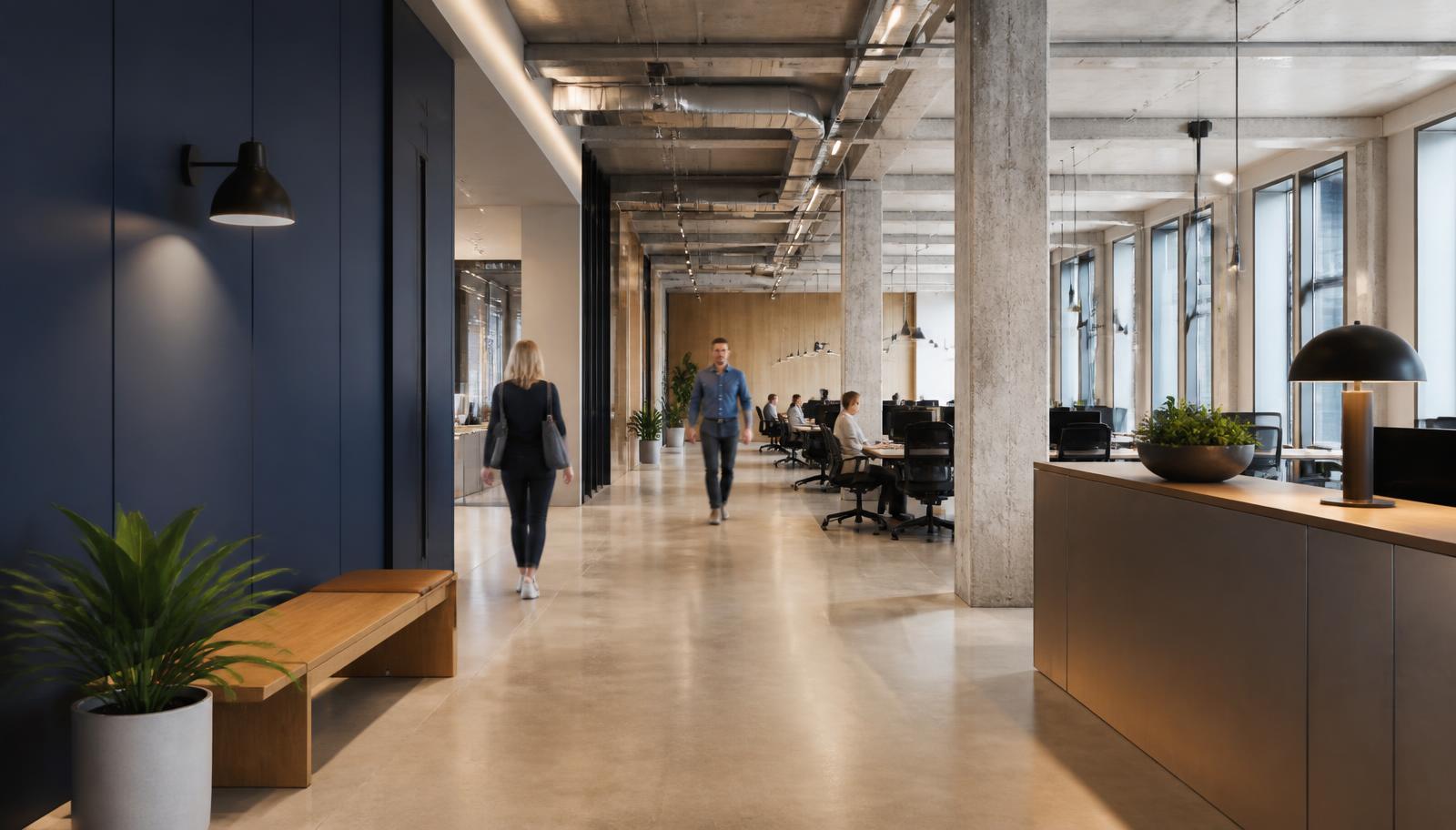 Rolig arbejdsplads med dæmpet dagslys
